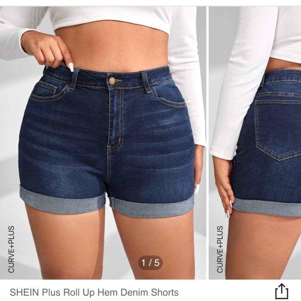 Shein plus roll up Jean denim shorts New 4XL SHEIN